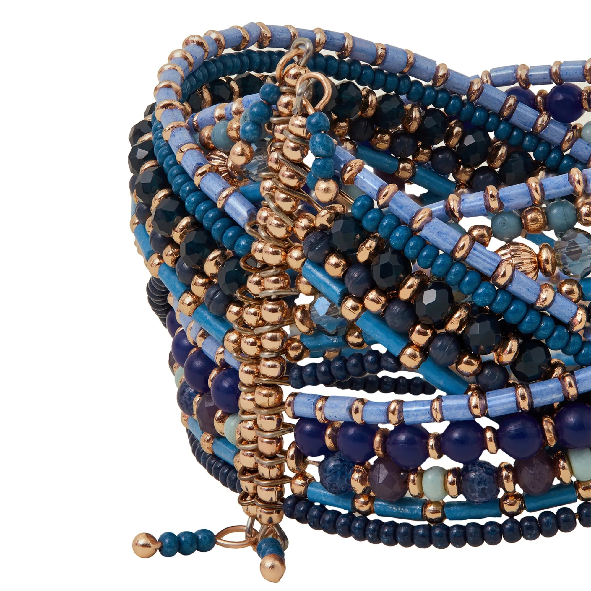 Accessorize London  Women's Blue Beaded Woven Cuff