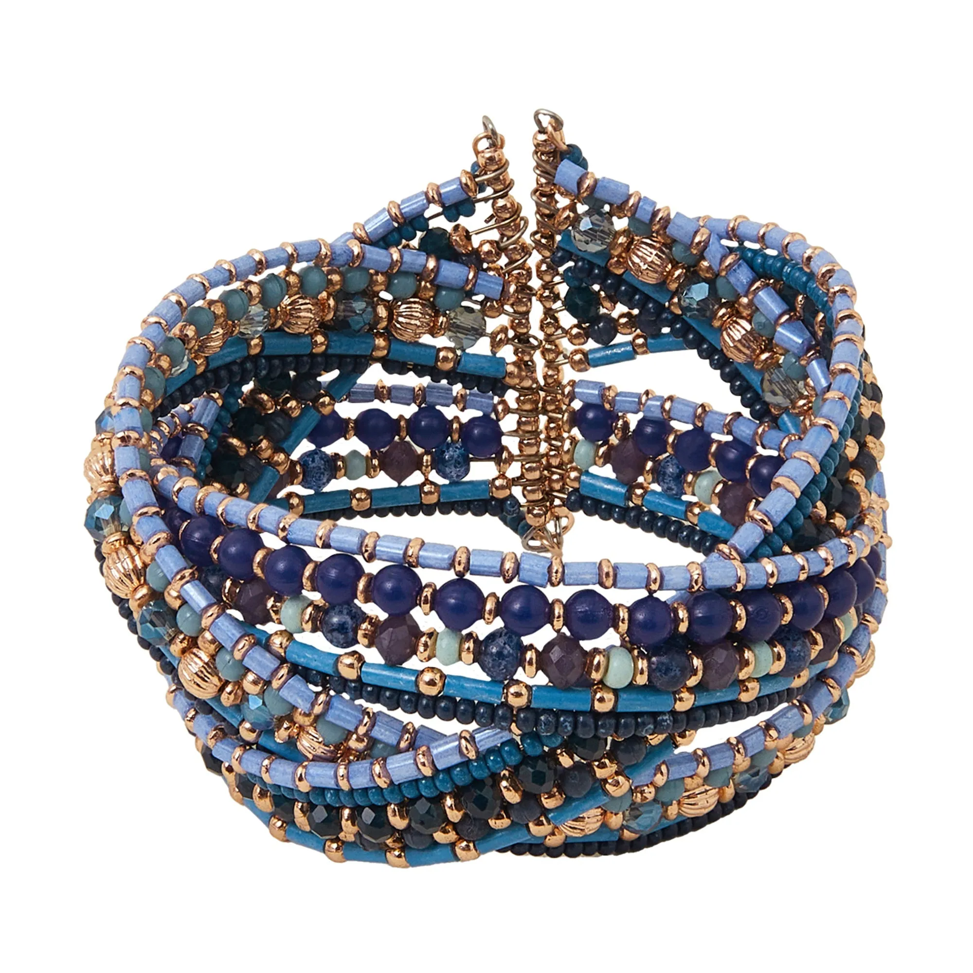 Accessorize London  Women's Blue Beaded Woven Cuff