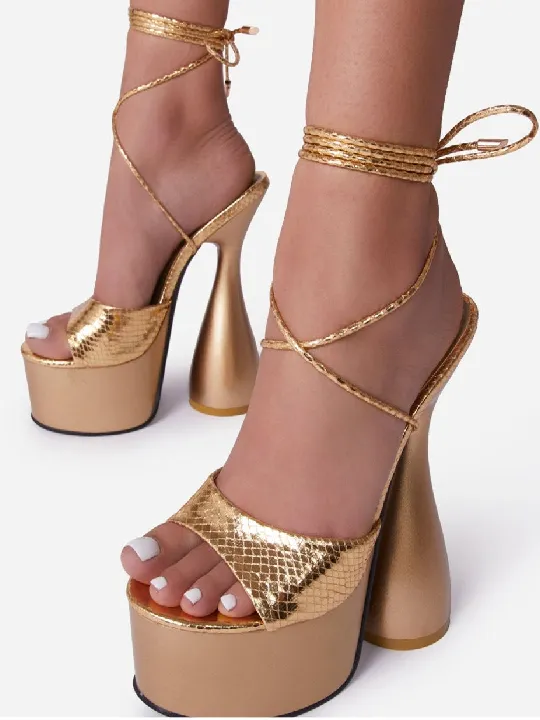 Ankle Strap Chunky Heel Sandals Peep Toe Platform  Sandal