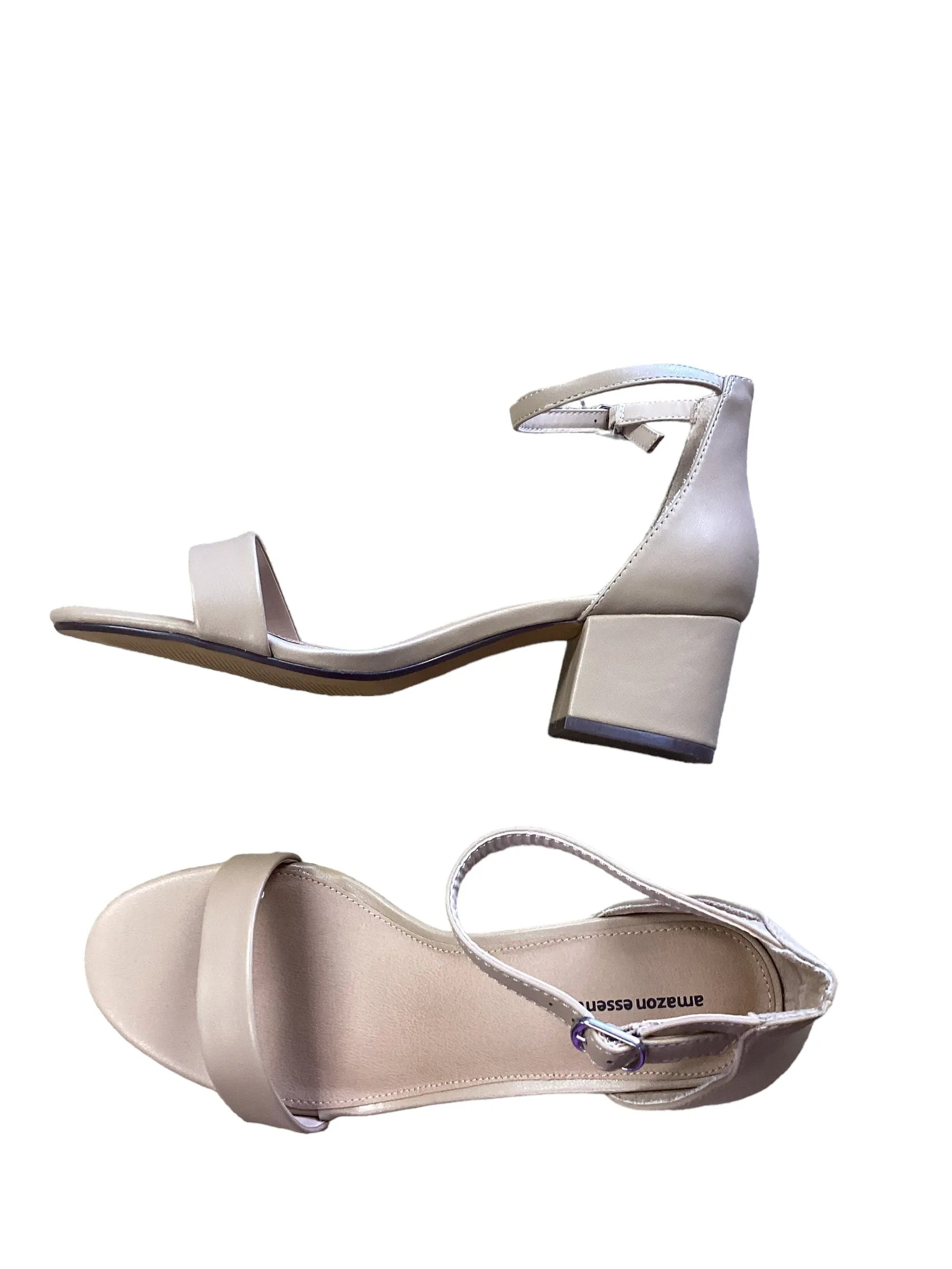 Beige Sandals Heels Block Amazon Essentials, Size 10