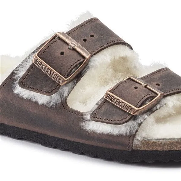 BIRKENSTOCK ARIZONA SHEARLING OILED LEATHER SLIDES_ MEN