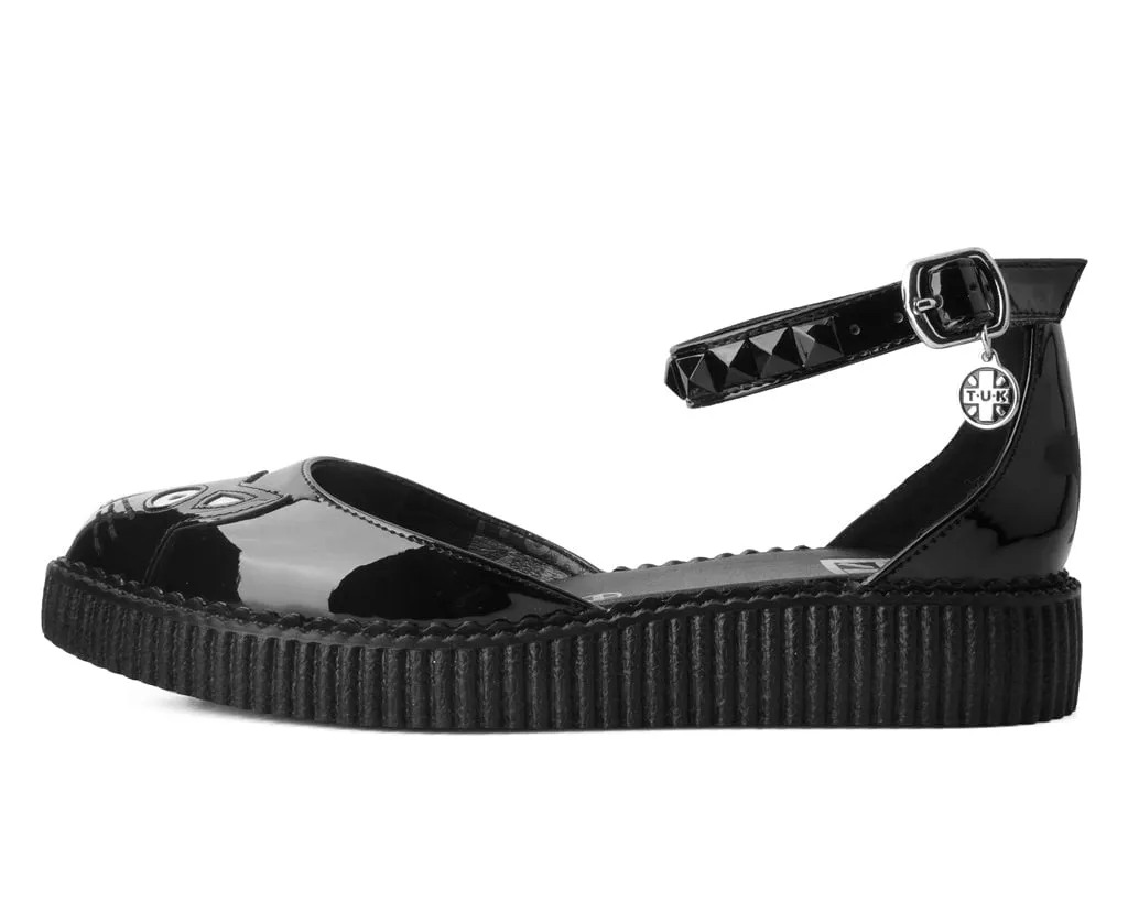 Black TUKskin Pointed Kitty Face Sandal