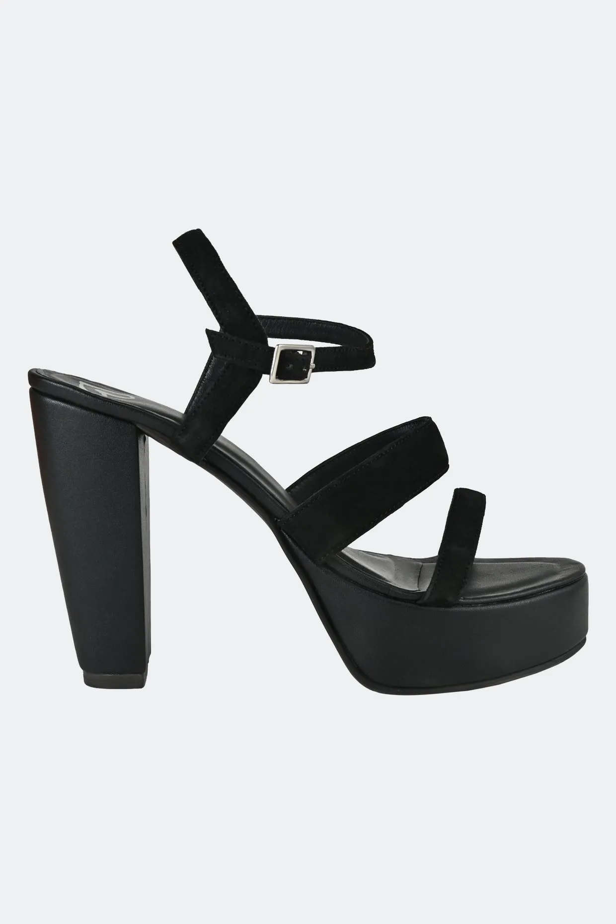 Black Two Strap Platforms For Women