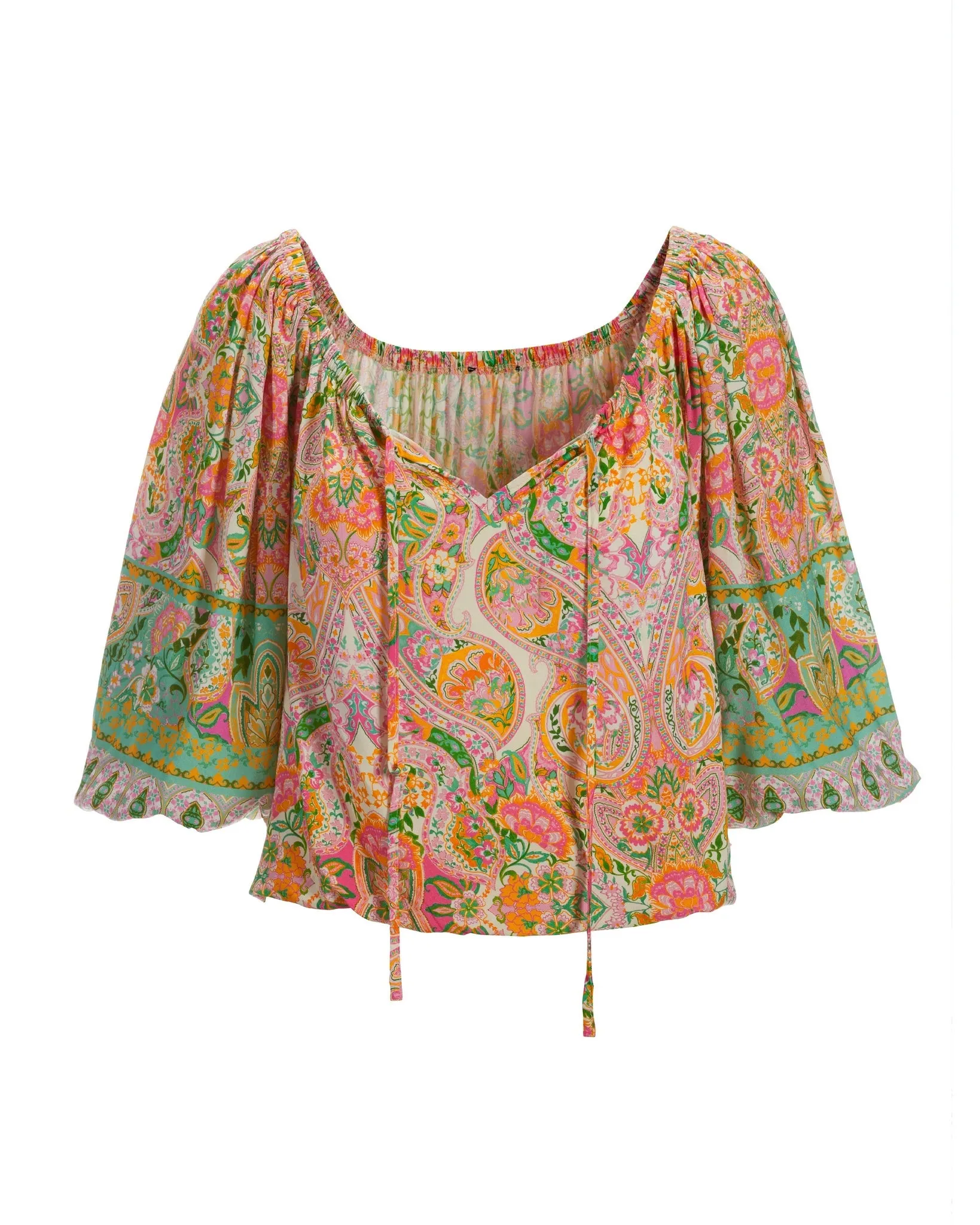 Boho Beach Club Print Blouson Blouse Multi