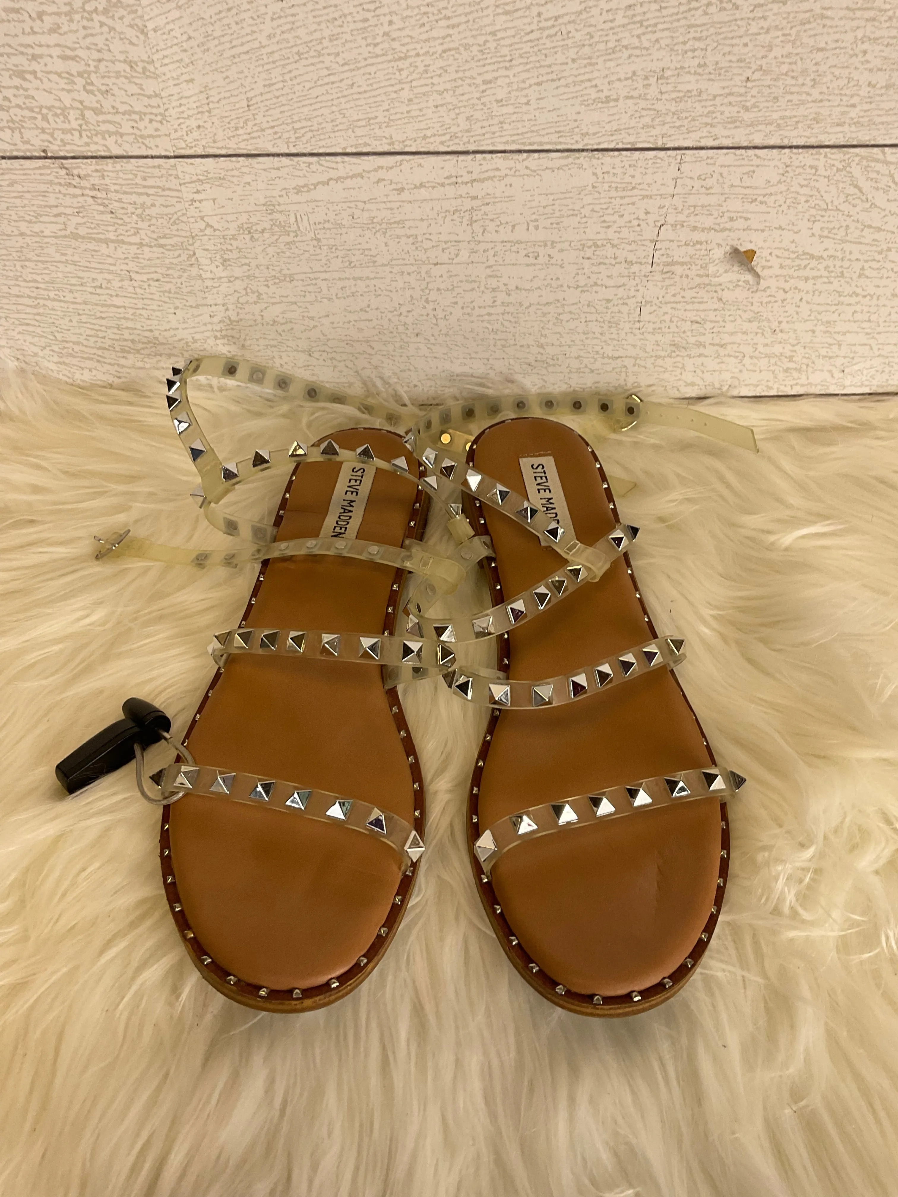 Clear Sandals Flats Steve Madden, Size 10