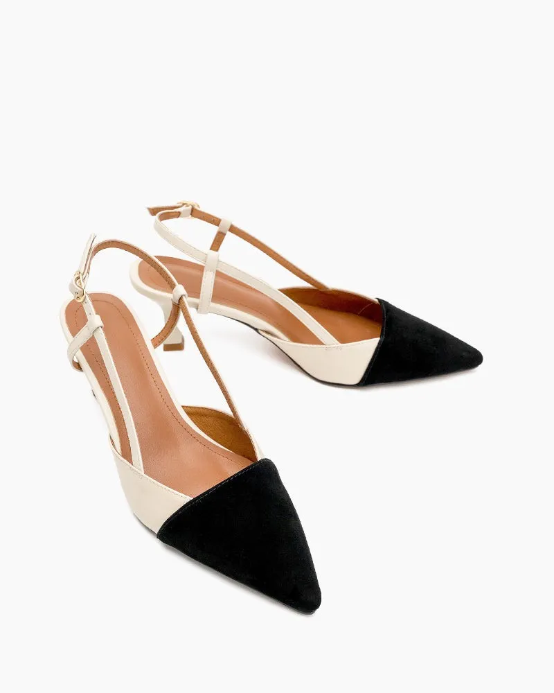 Colorblock Cutout Slingback Sandals