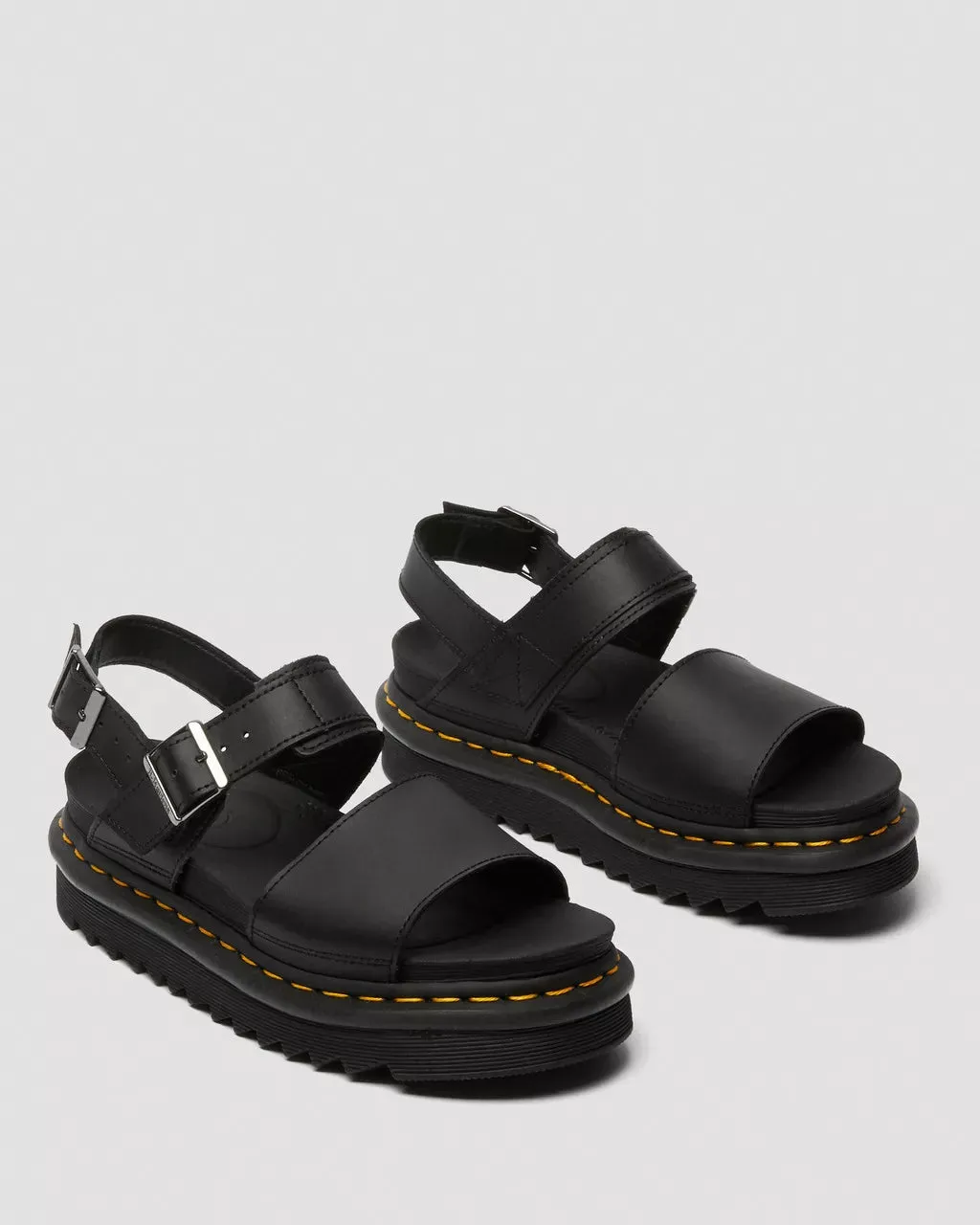 Doc Martens Women's VOSS LEATHER STRAP SANDALS (Black/Black Hydro)