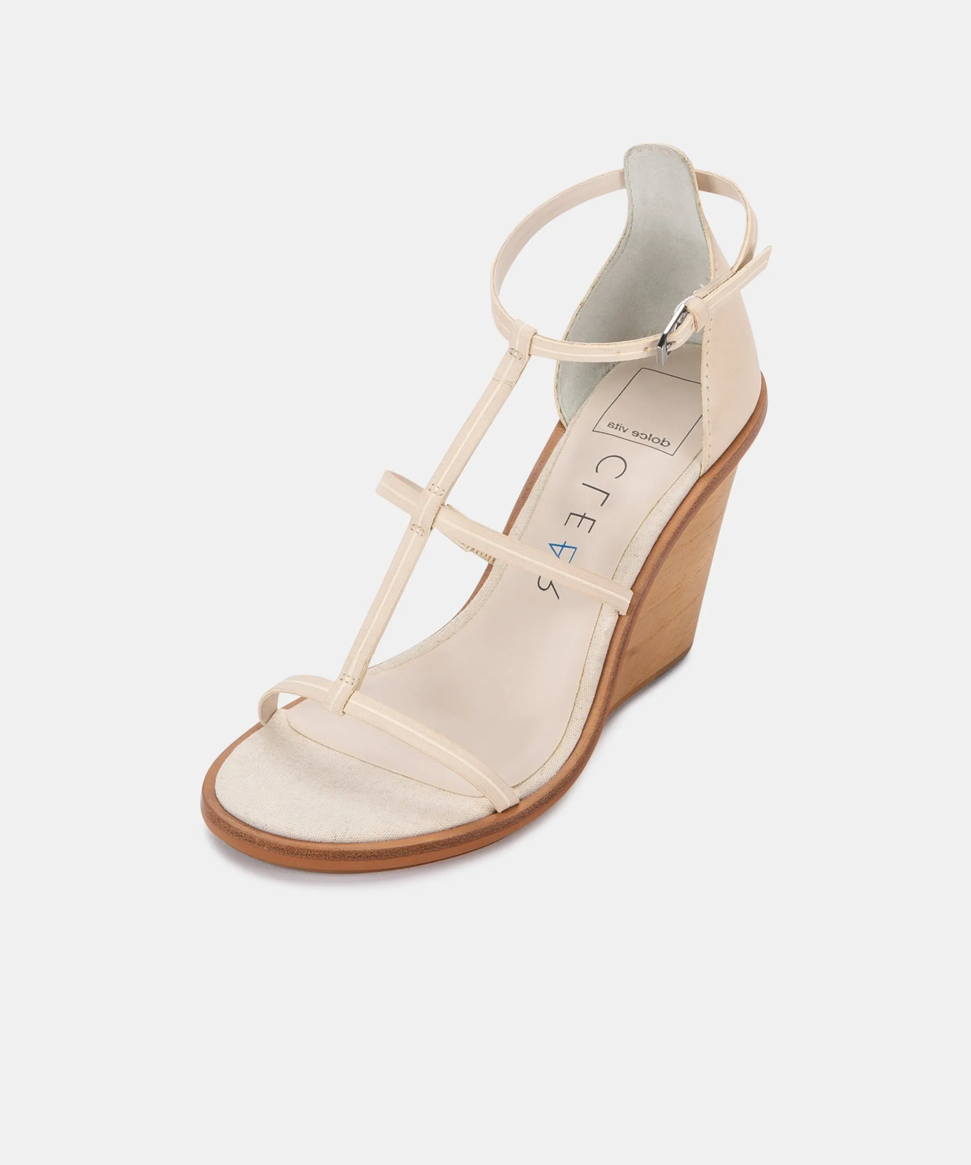 Dolce Vita Jeana Ivory Leathe Fashion Ankle Strap Open Toe Wedge Sandals