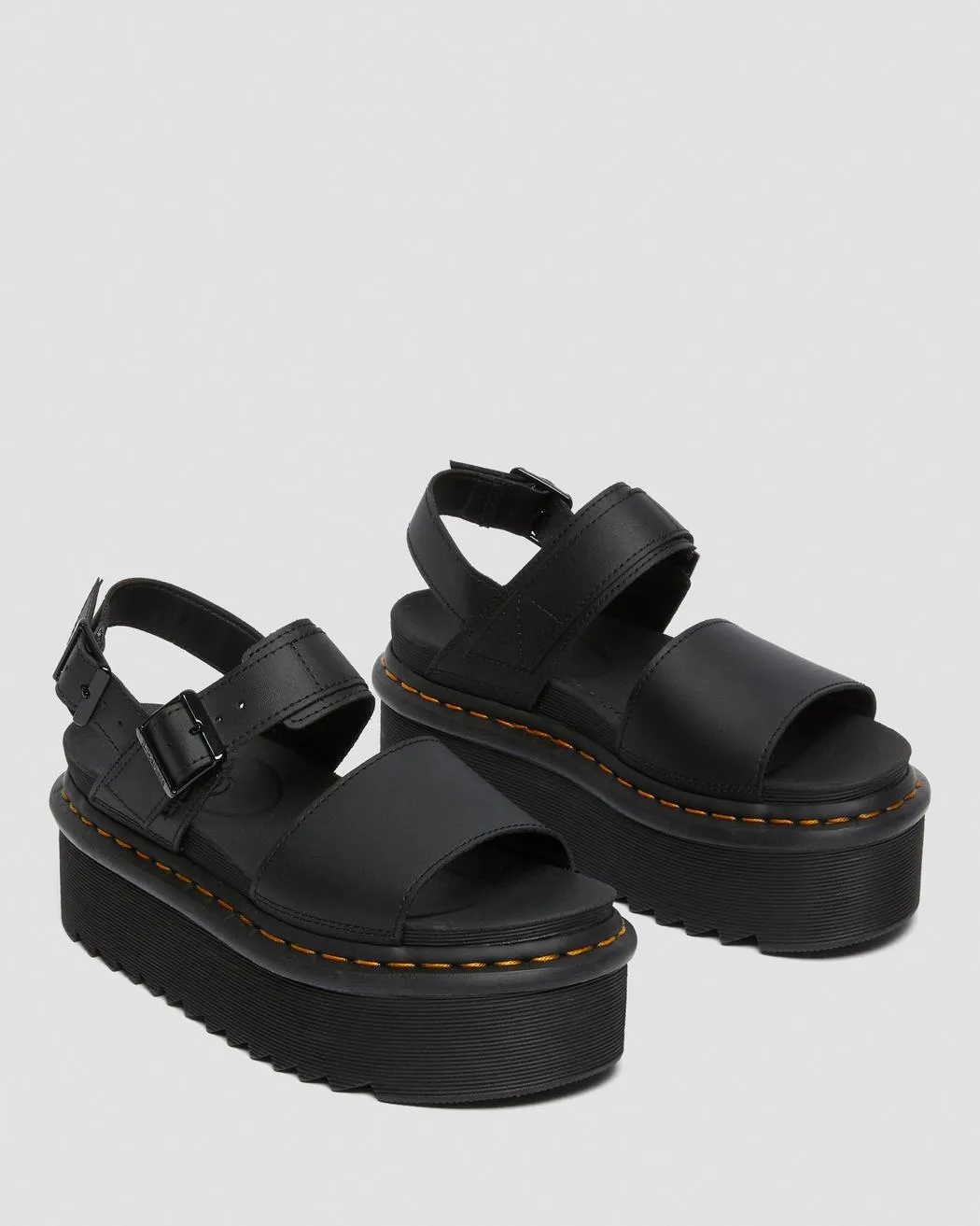 Dr. Martens Women's VOSS LEATHER STRAP PLATFORM SANDALS (Black)