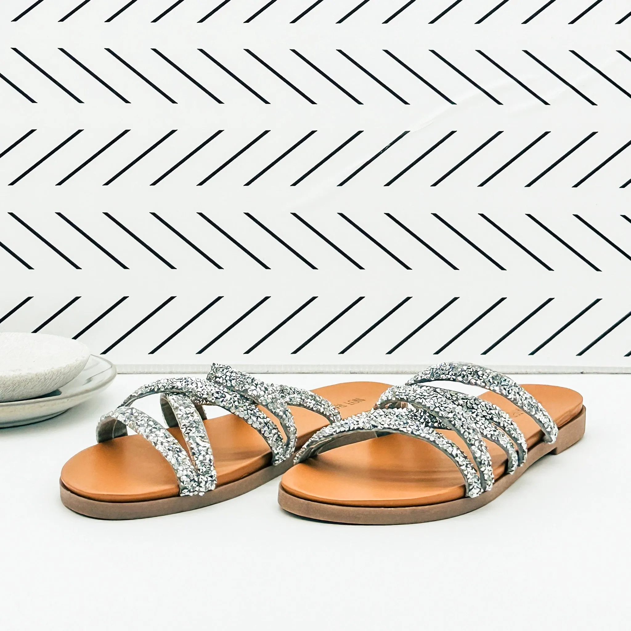 Eliana Rhinestone Sandals in Silver