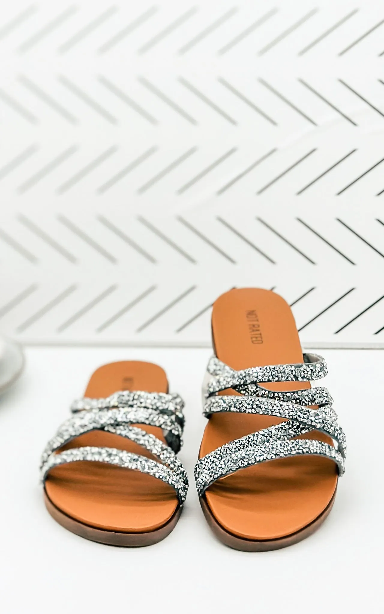 Eliana Rhinestone Sandals in Silver