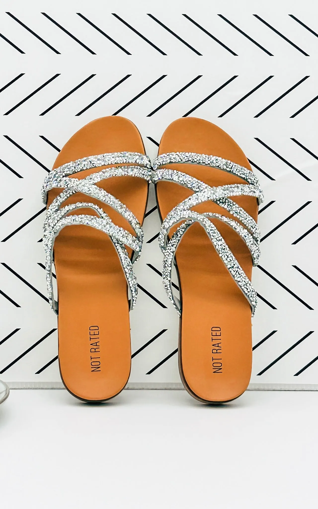 Eliana Rhinestone Sandals in Silver