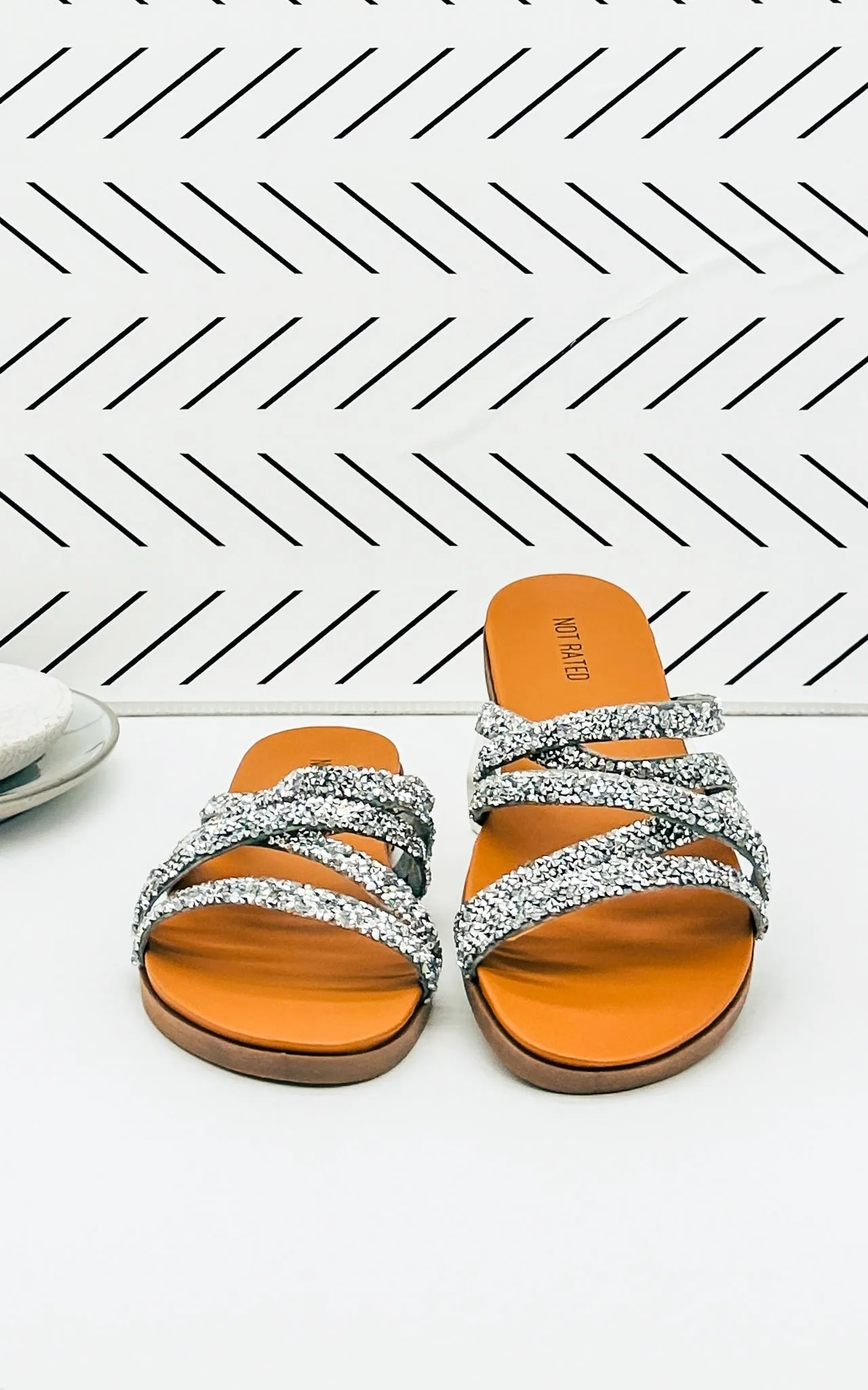 Eliana Rhinestone Sandals in Silver