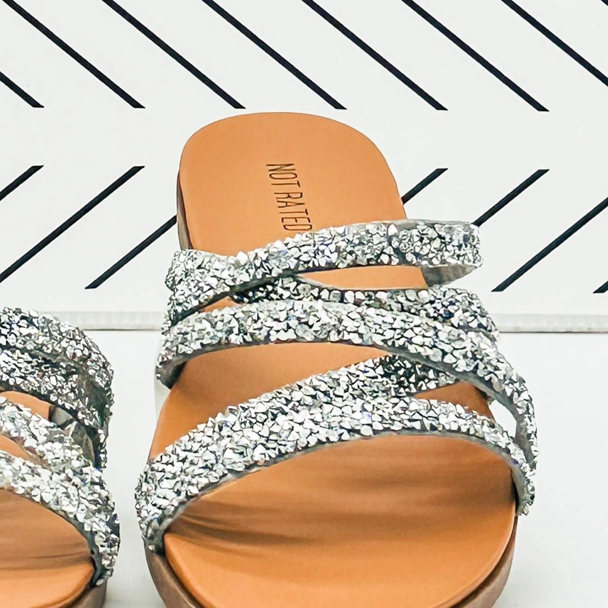 Eliana Rhinestone Sandals in Silver