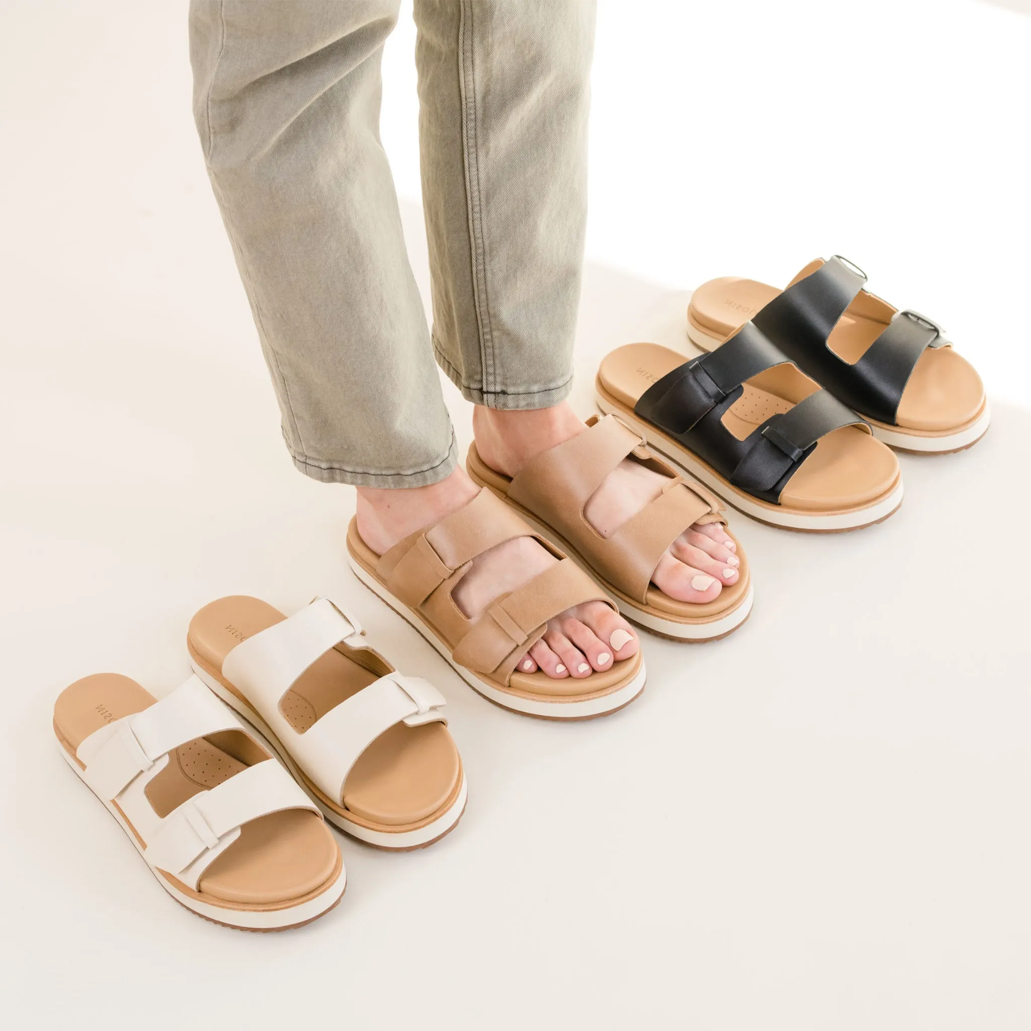 Ella Flatform Slide Almond