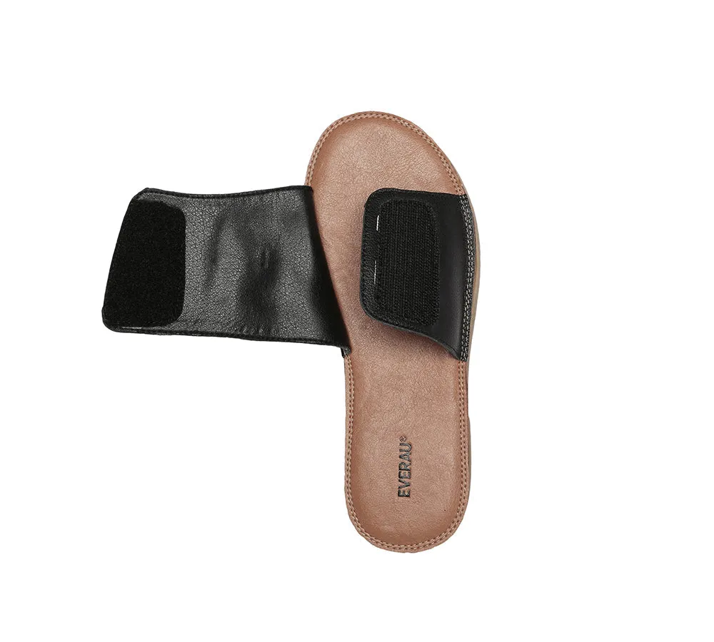 EVERAU Women Leather Buckle Top Ultra Soft Slides Bera