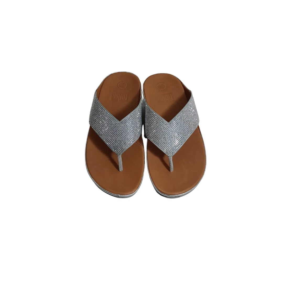 Fitflop Metallic Silver 'Crystall' Sandals | Brand New |