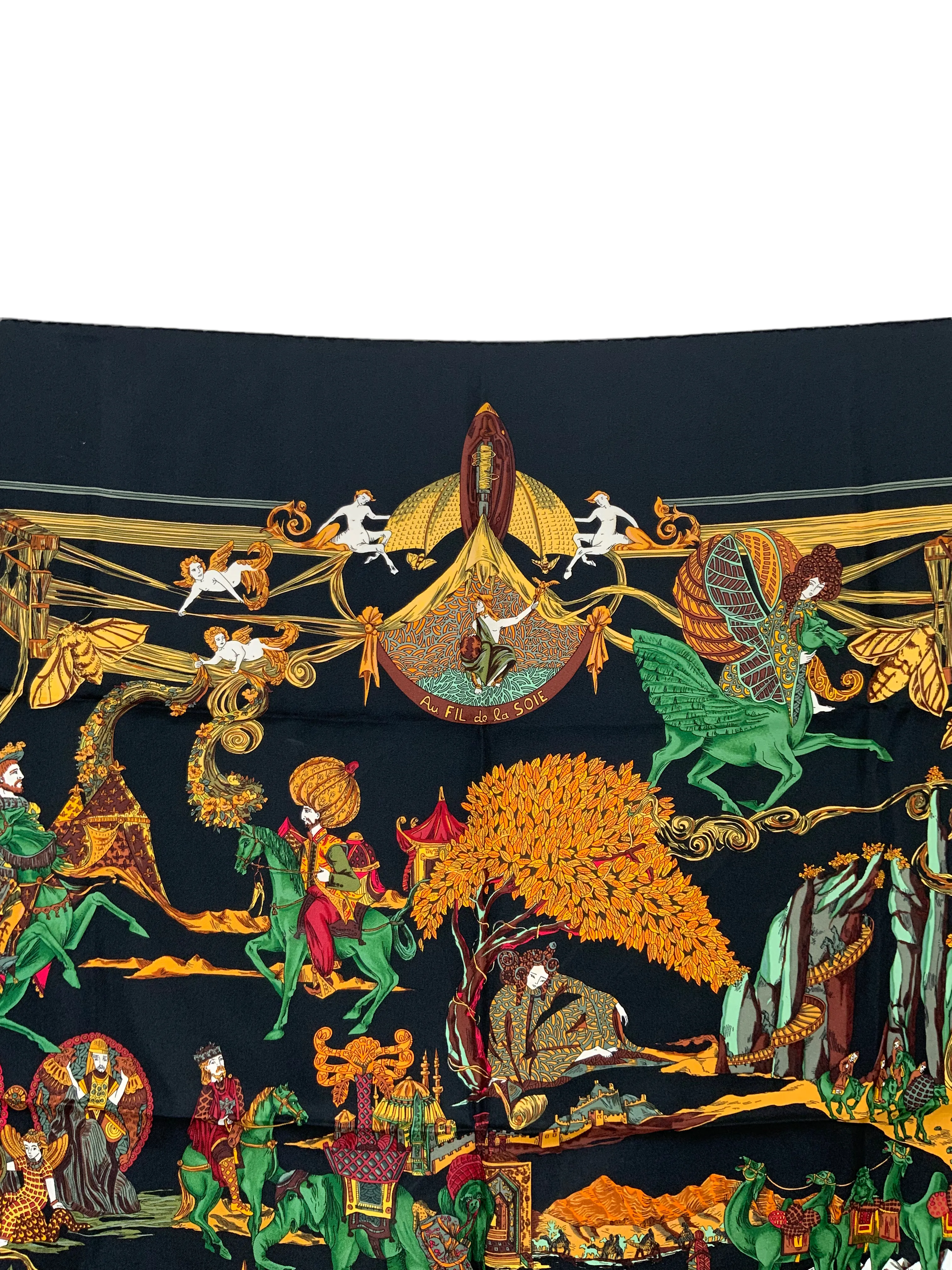 Hermes Au Fil de la Soie Silk Scarf 90