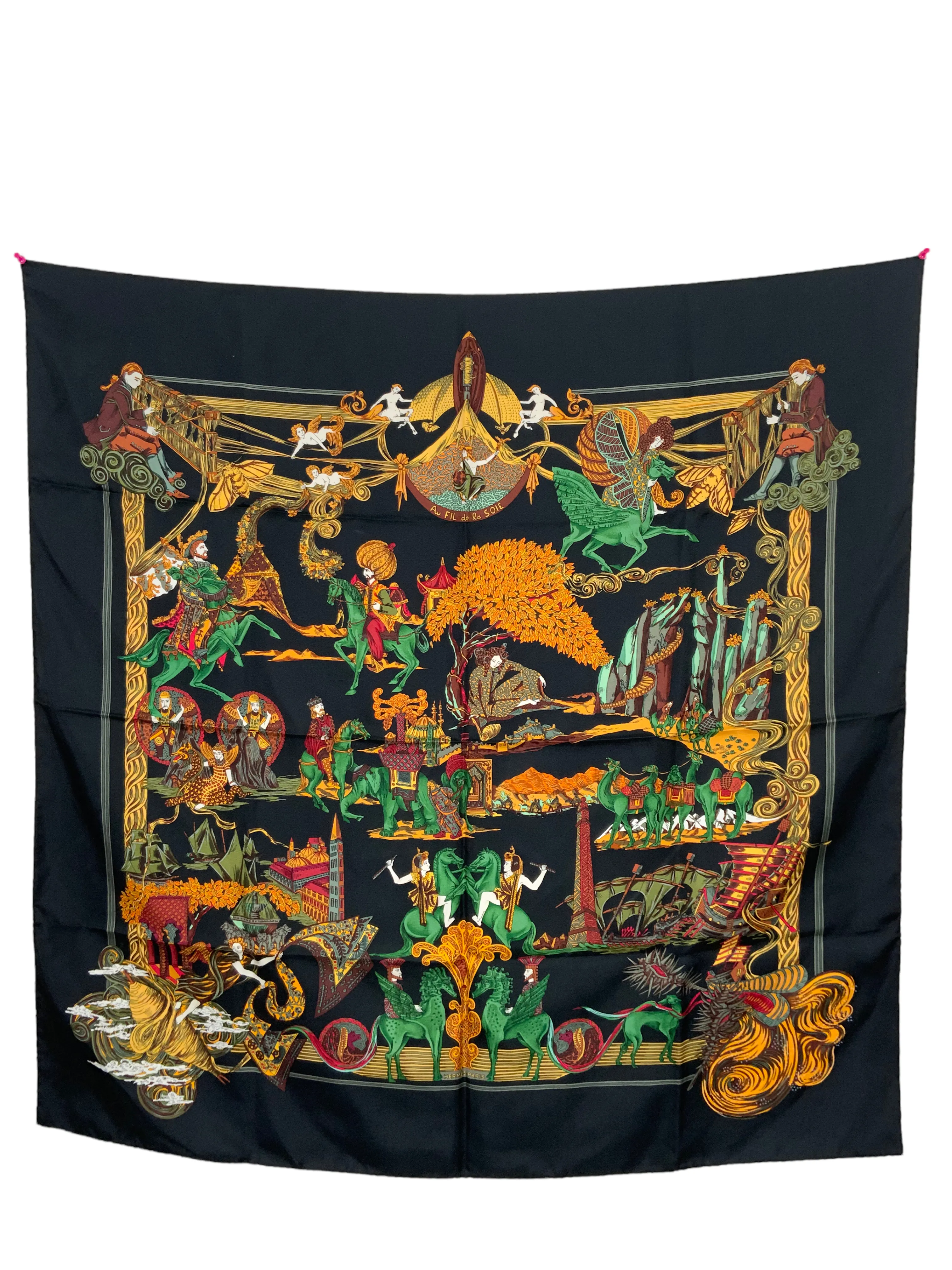 Hermes Au Fil de la Soie Silk Scarf 90