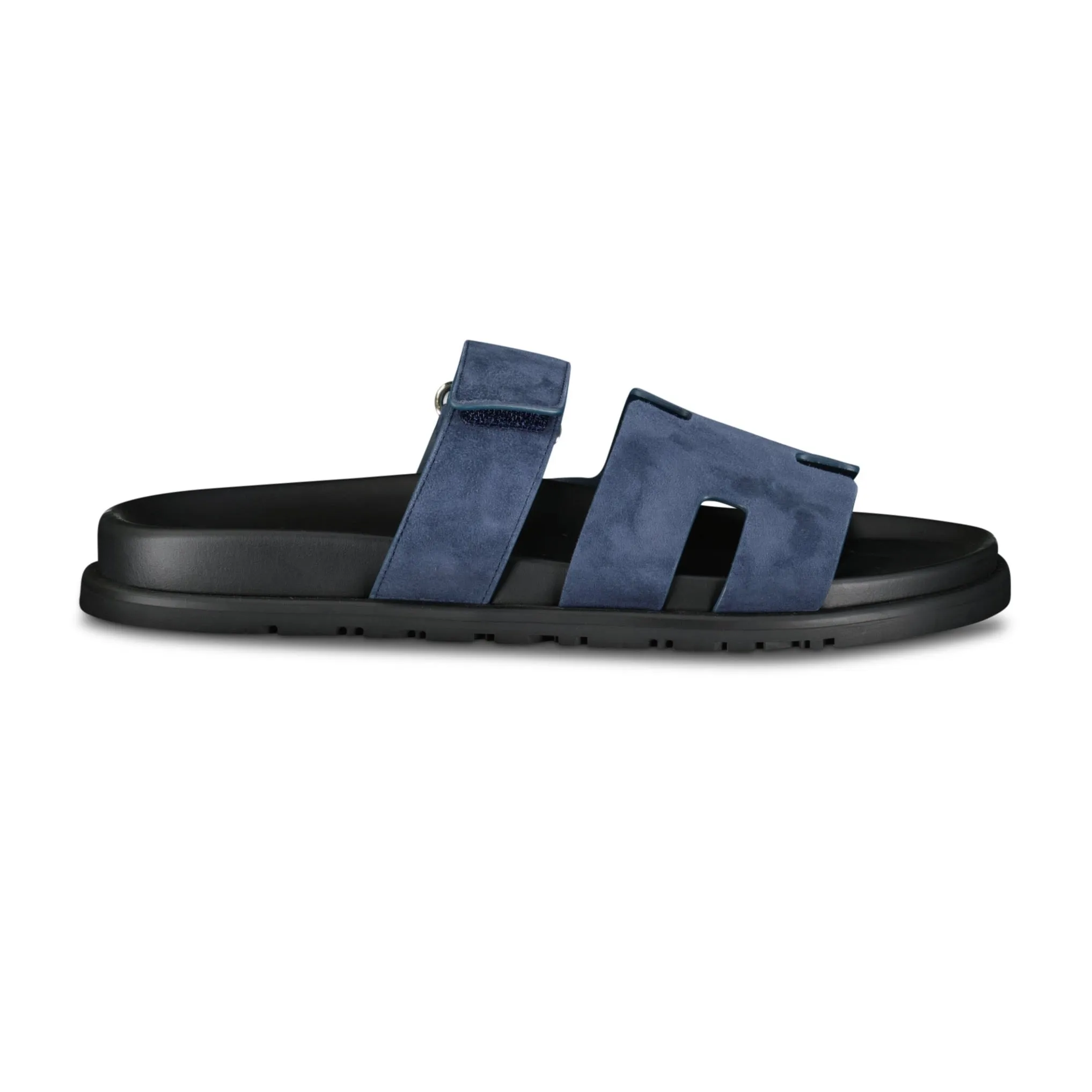 HERMES CHYPRE SANDALS NAVY BLUE SUEDE