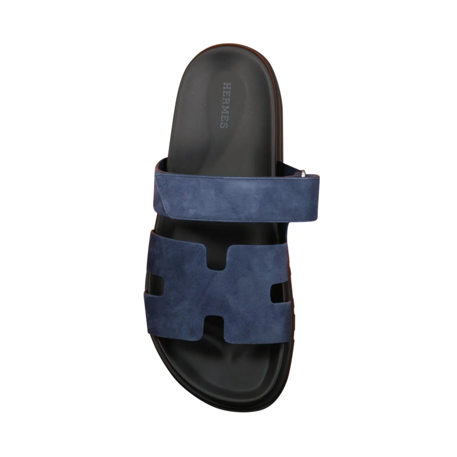 HERMES CHYPRE SANDALS NAVY BLUE SUEDE