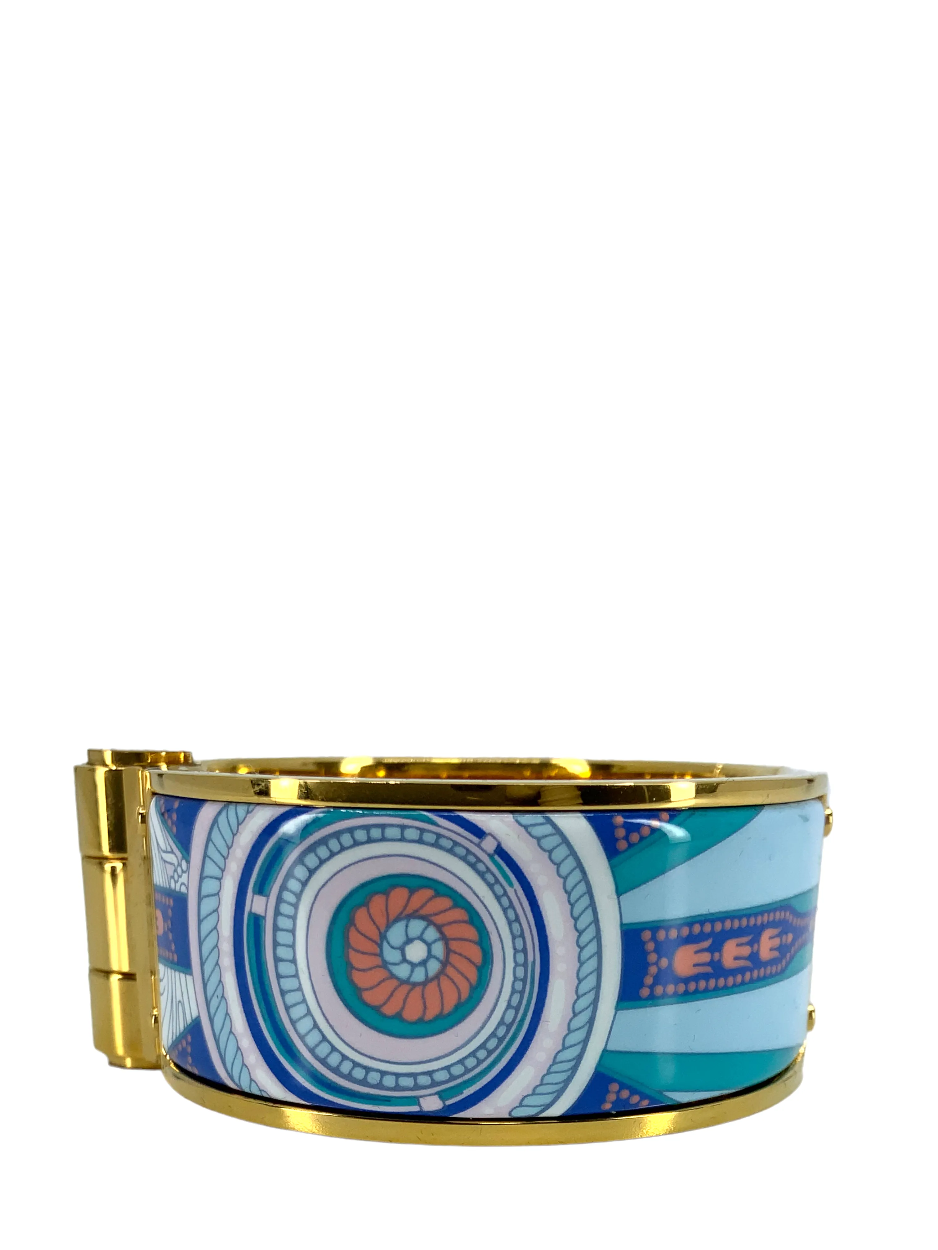 Hermes Enamel Wide Hinged Bracelet M