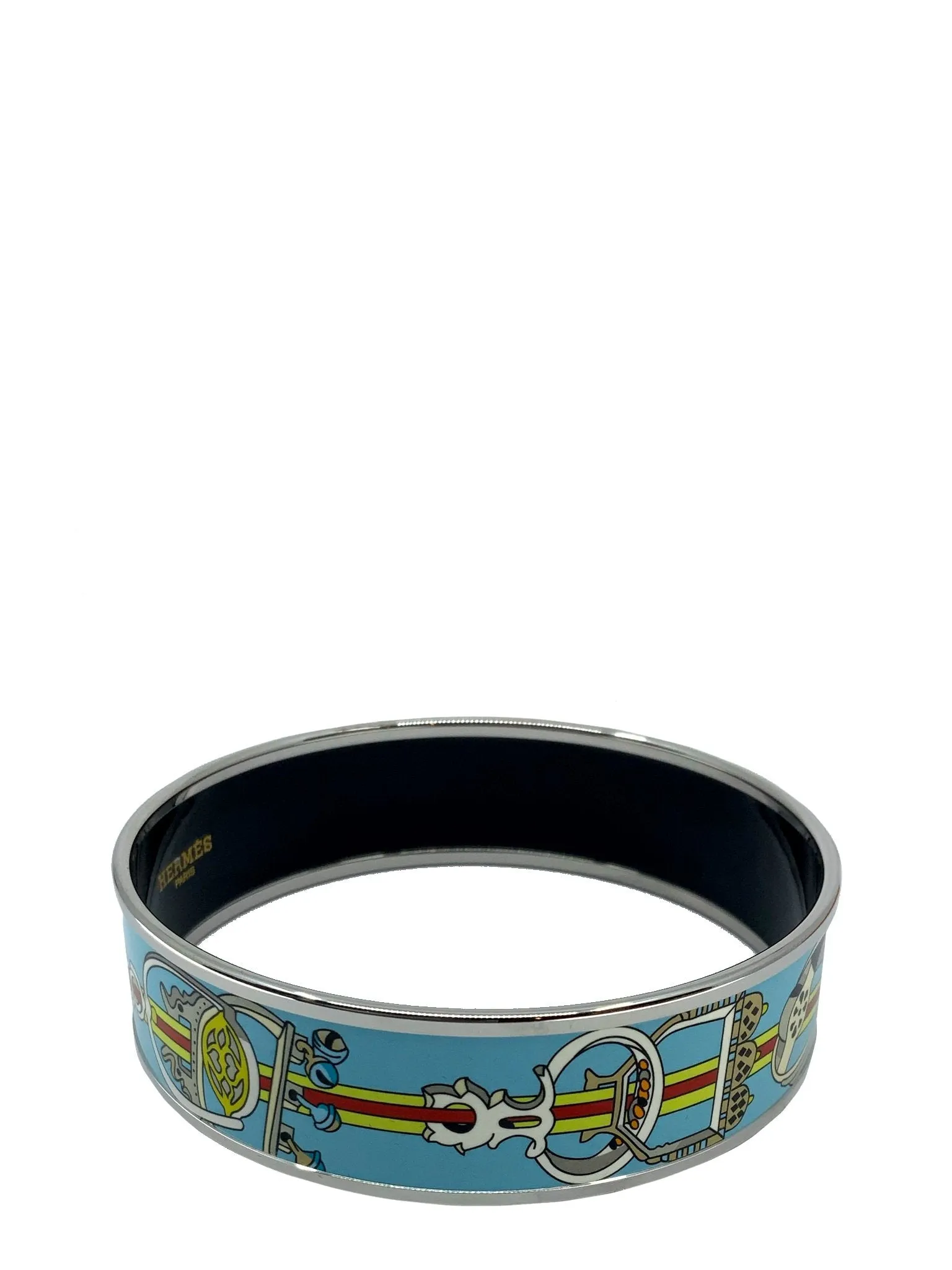 Hermes Horsebit Printed Enamel Wide Bracelet 70