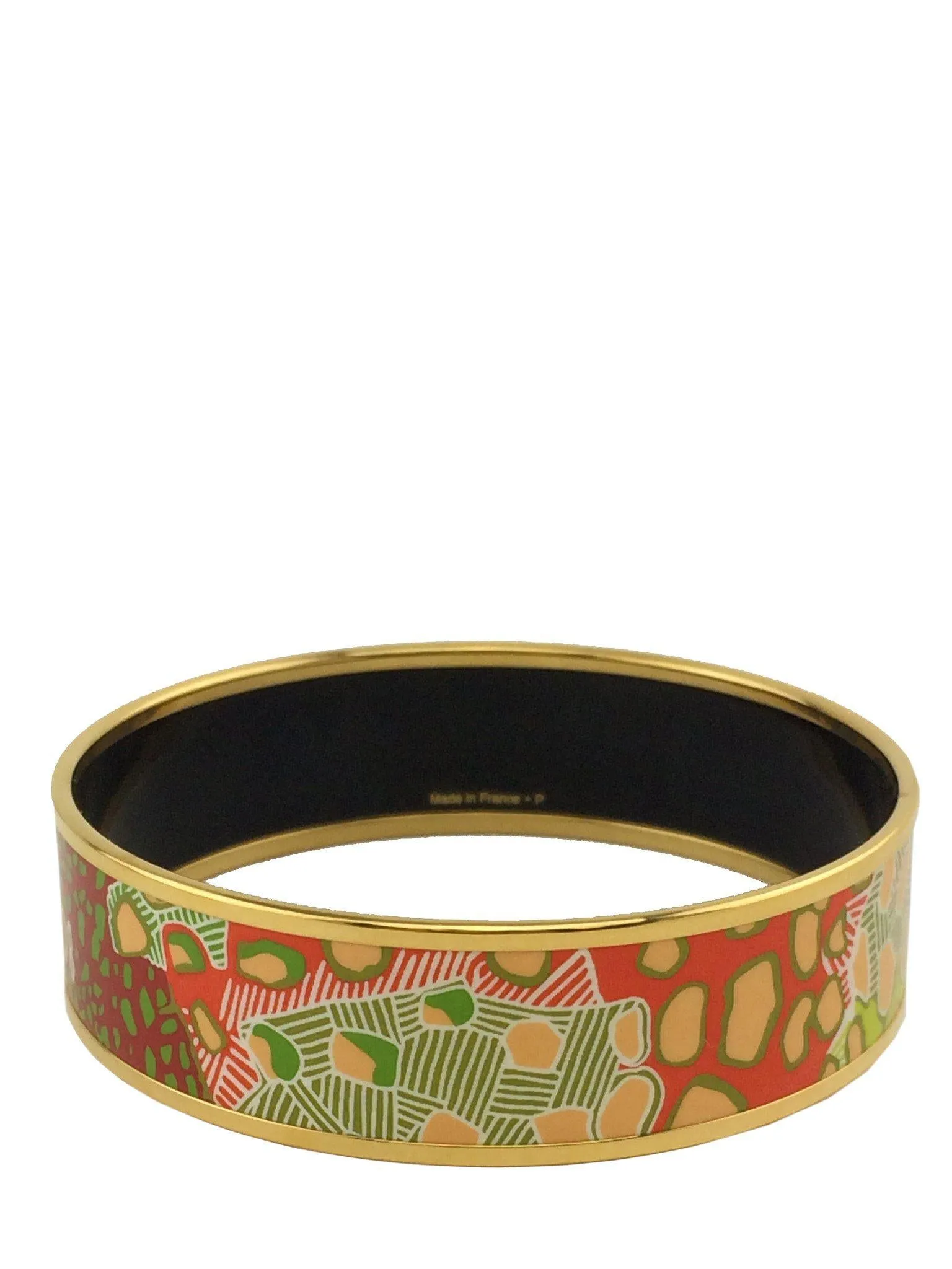 Hermes Printed Enamel Grand Fonds Wide Bracelet 70