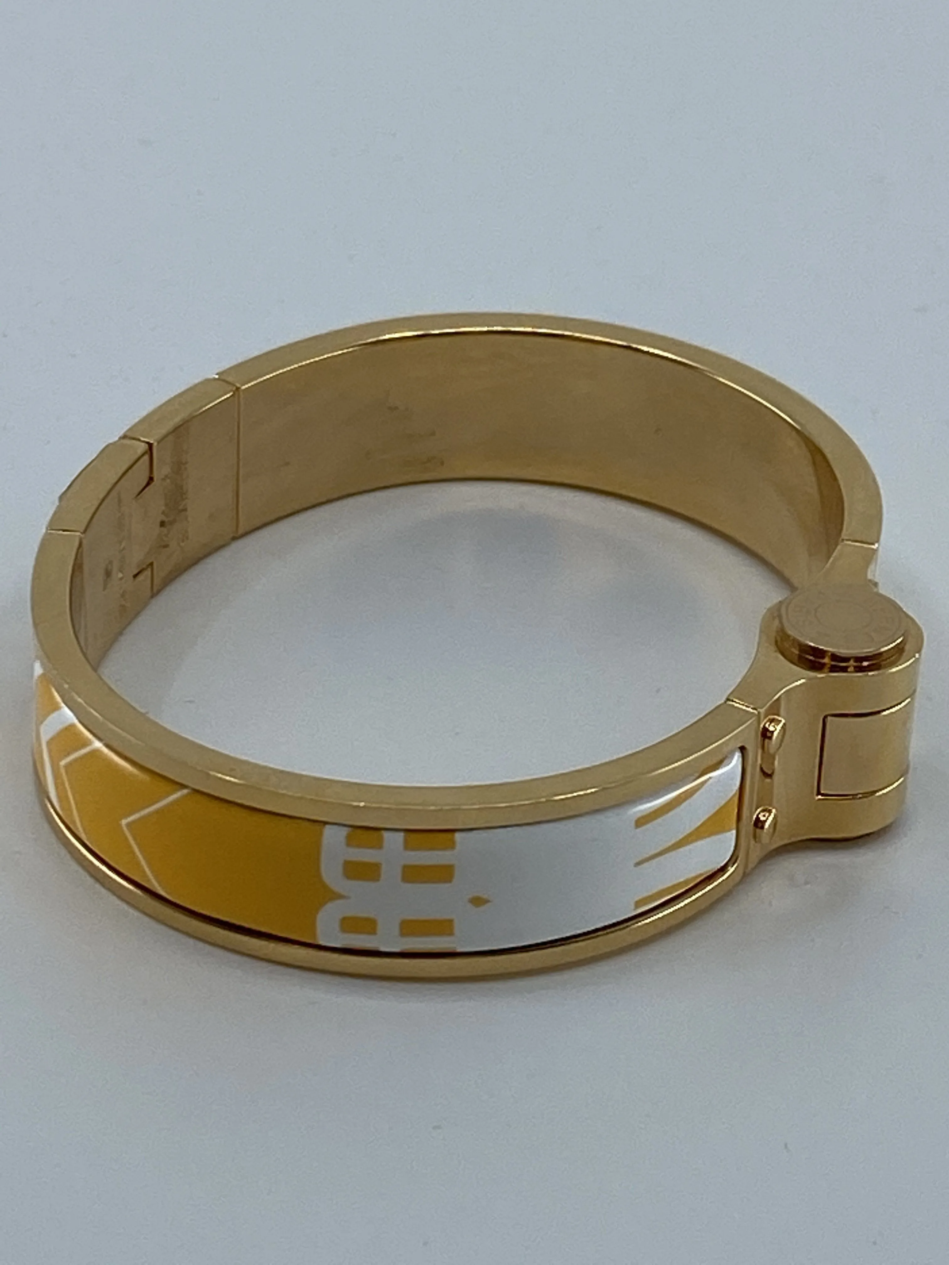 Hermes Sellier Printed Enamel Hinged Bracelet