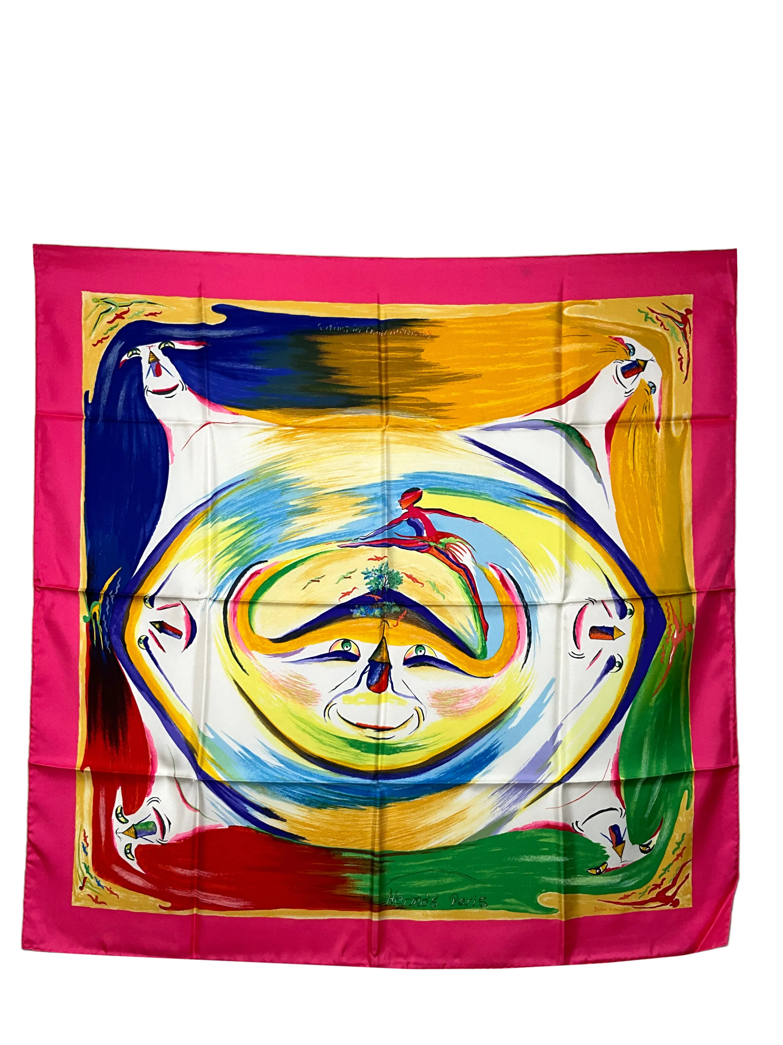 HERMES Smiles in Third Millenary Silk Scarf 90