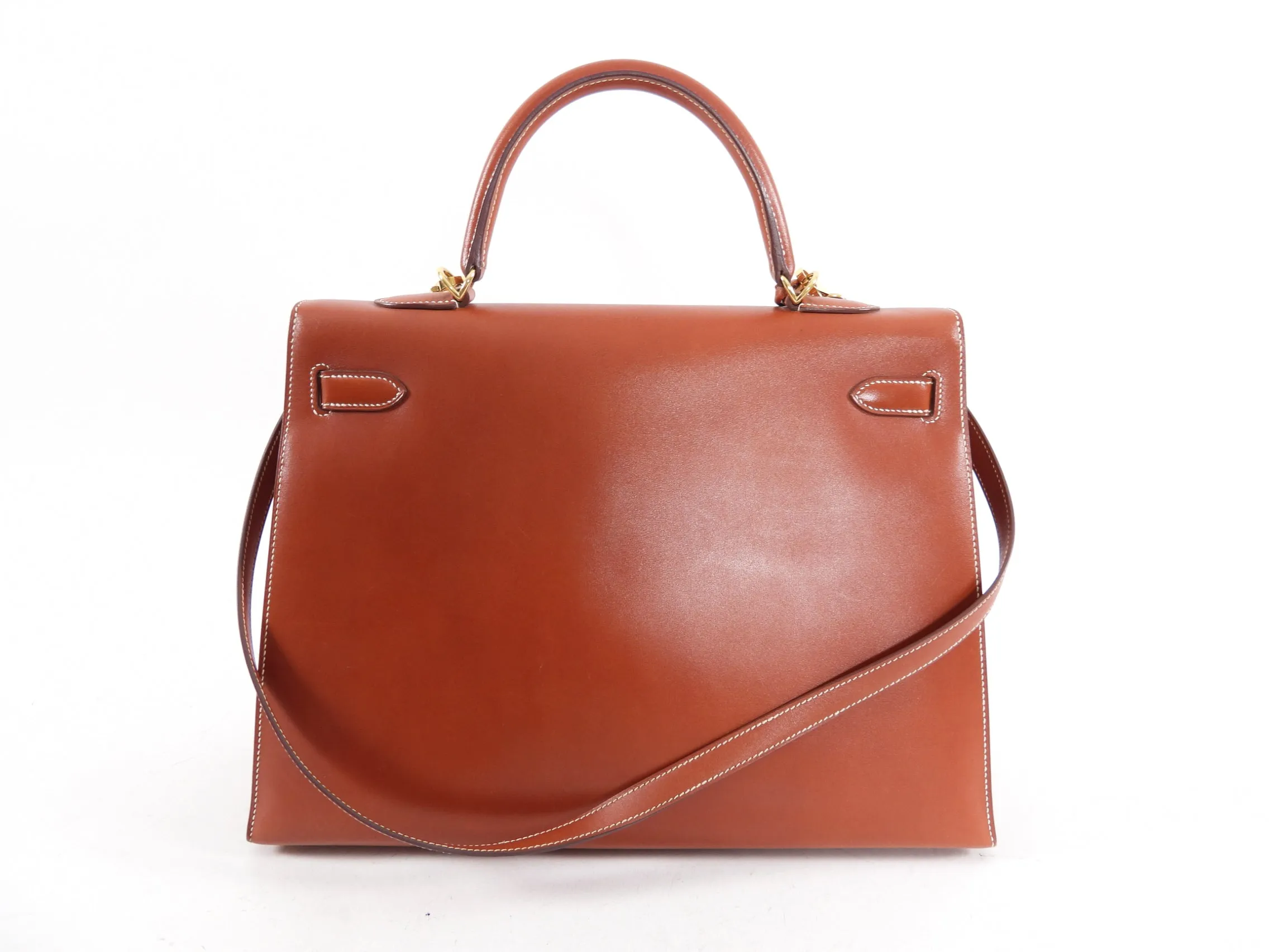 Hermes Vintage 2011 Kelly Sellier 35 GHW Box Calf Noisette