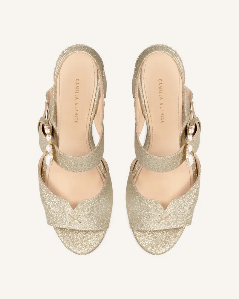 Jasmine Gold Platform Sandals