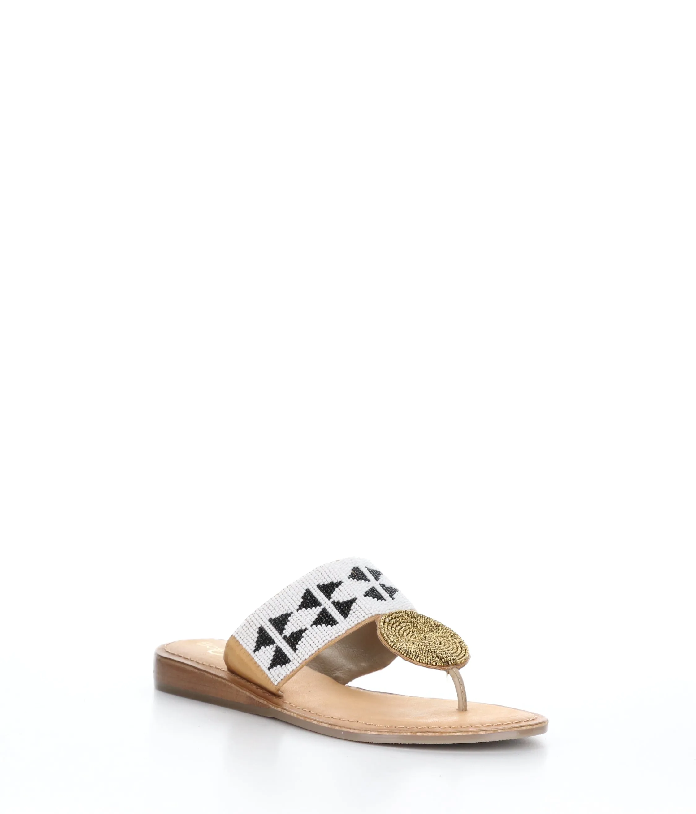 JUDY WHITE/BLACK Thong Sandals