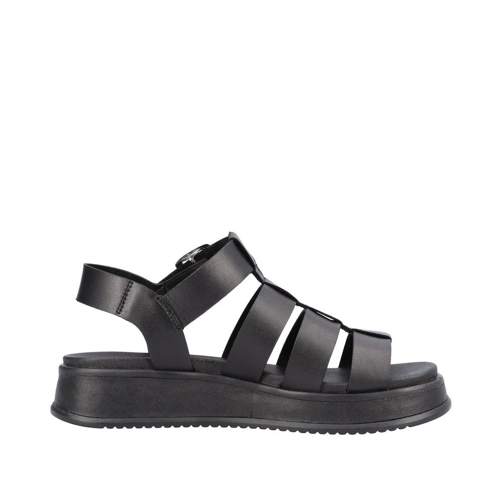 Ladies Evolution By Rieker Sandals Black Chunky Platform W0804-00 sale