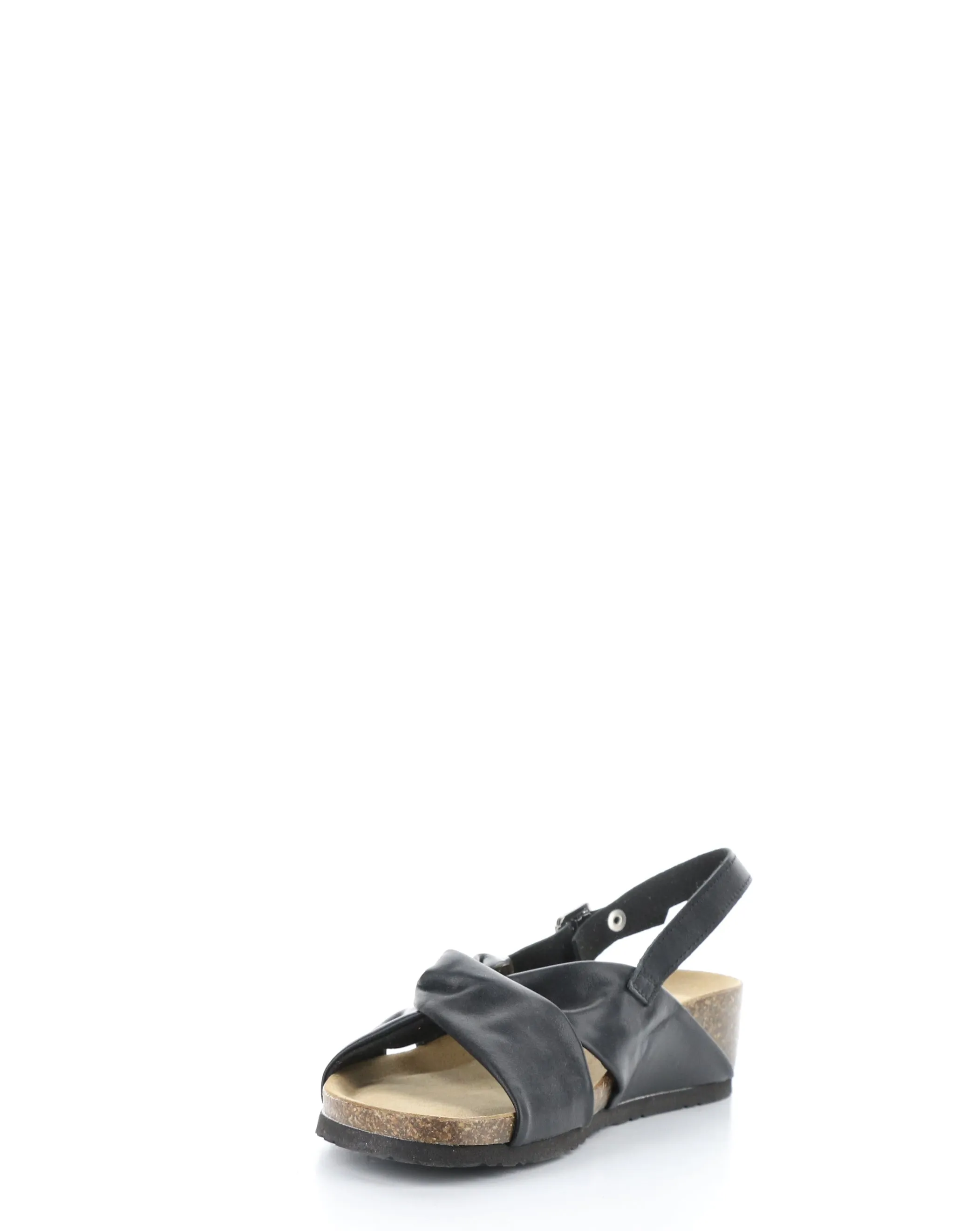 LEOLA BLACK Round Toe Sandals