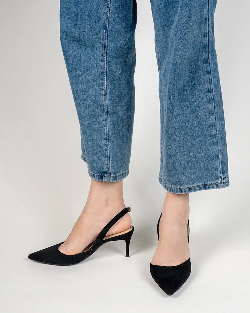 Mid Heel Minimalist Suede Pointed Toe Pumps