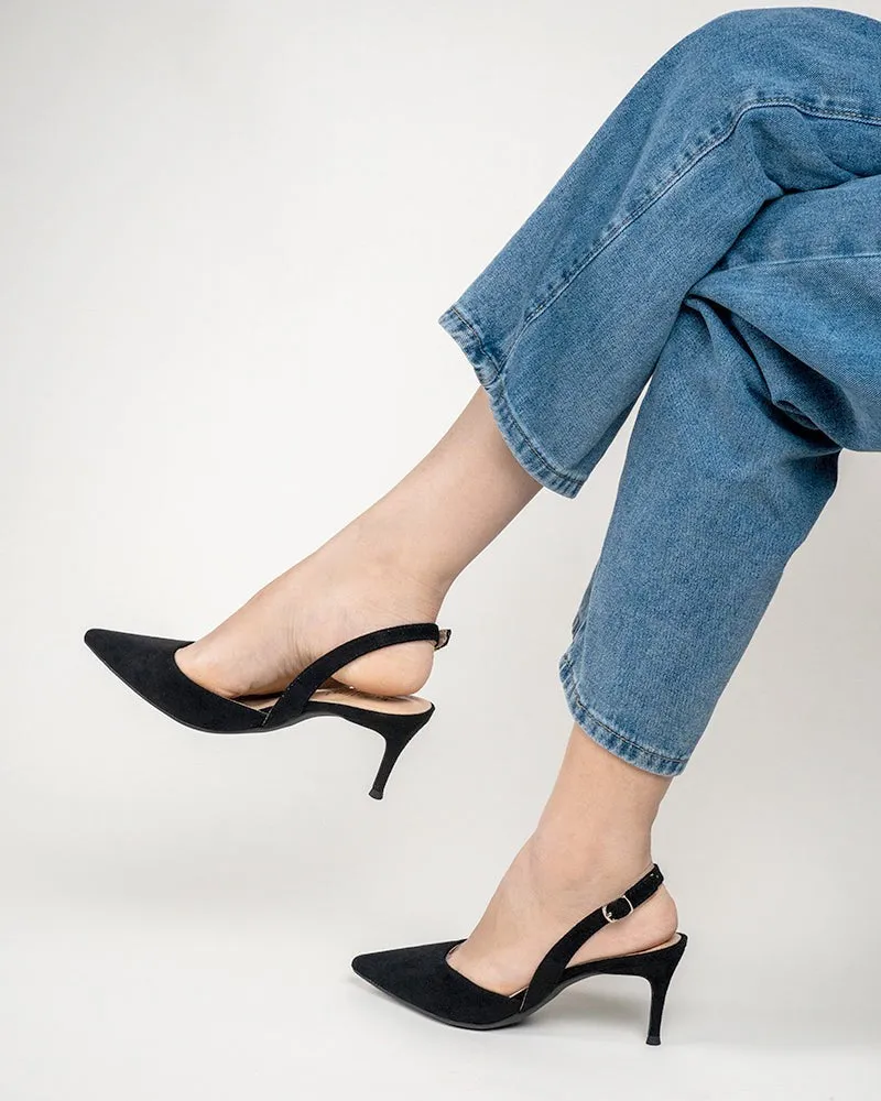 Mid Heel Minimalist Suede Pointed Toe Pumps