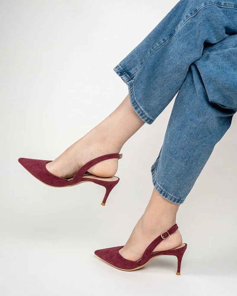 Mid Heel Minimalist Suede Pointed Toe Pumps