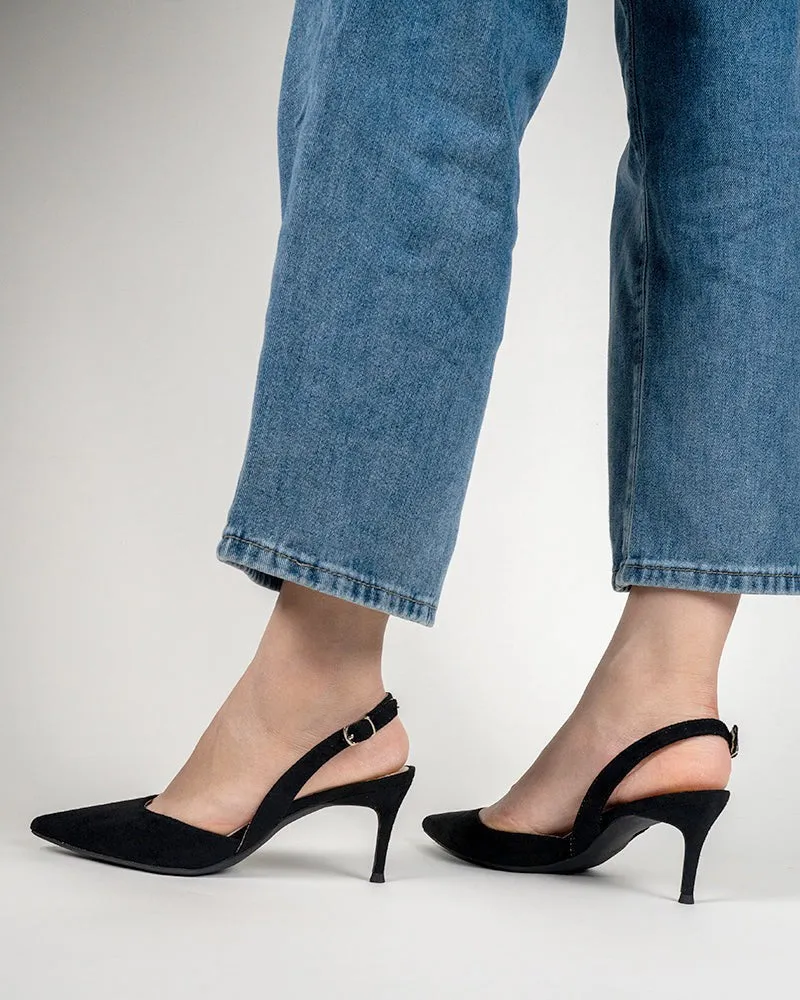 Mid Heel Minimalist Suede Pointed Toe Pumps