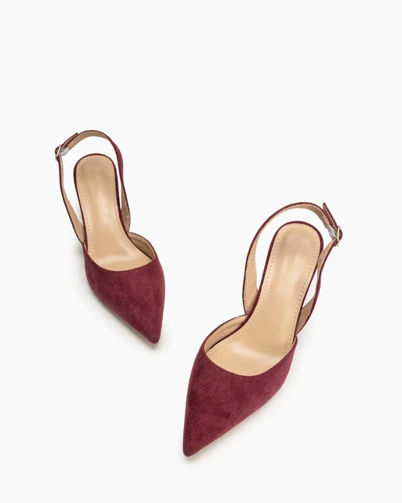 Mid Heel Minimalist Suede Pointed Toe Pumps