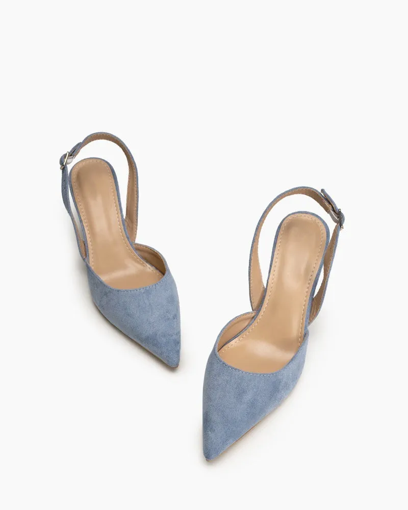 Mid Heel Minimalist Suede Pointed Toe Pumps