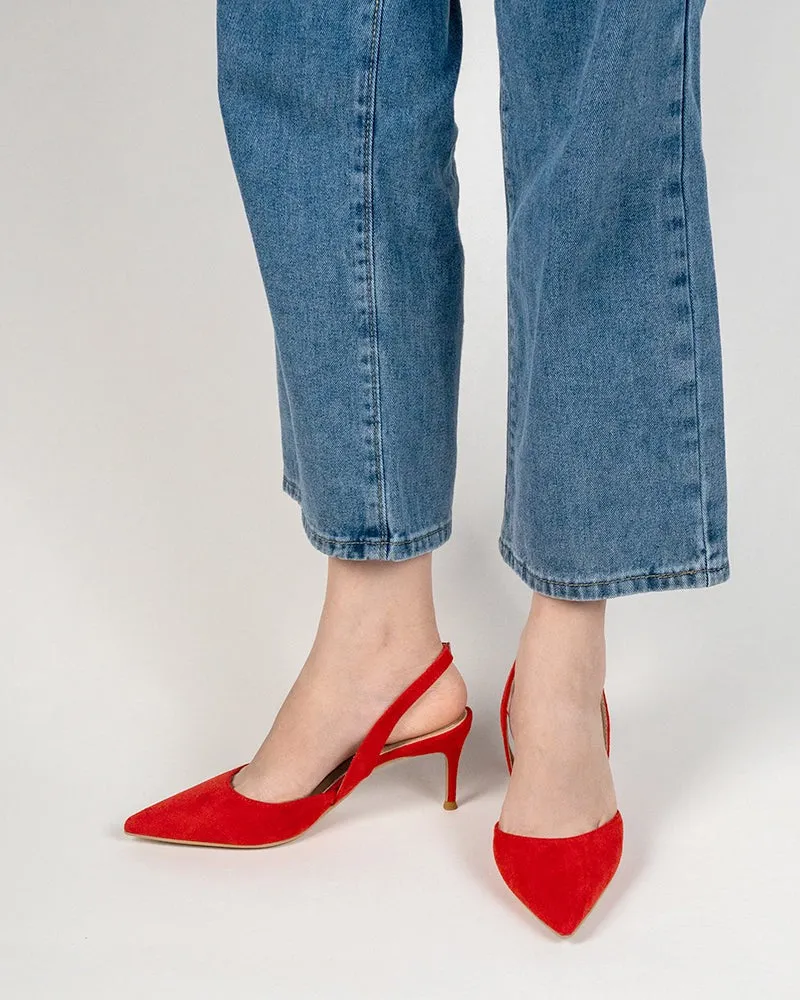 Mid Heel Minimalist Suede Pointed Toe Pumps