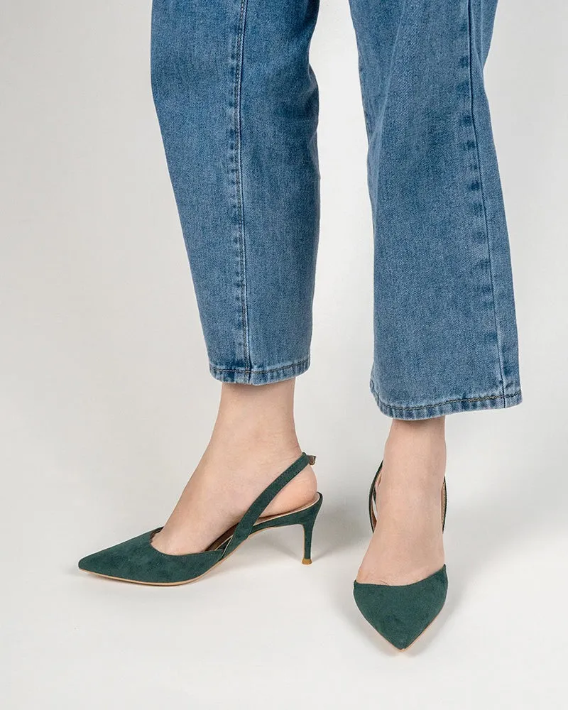 Mid Heel Minimalist Suede Pointed Toe Pumps