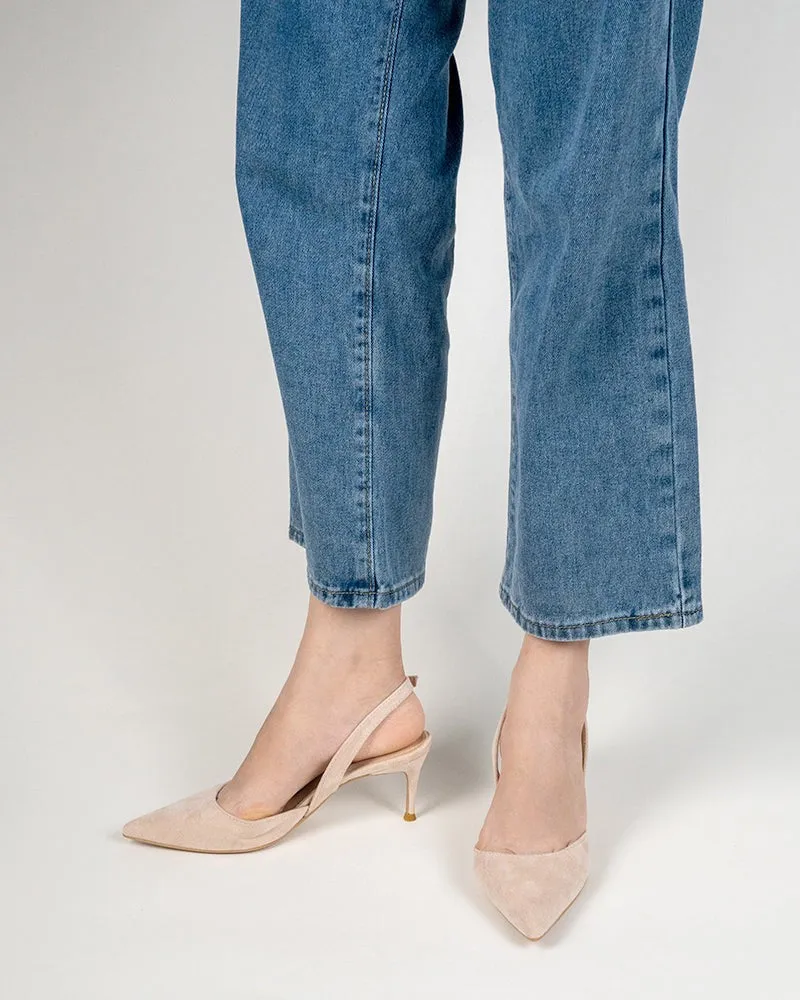 Mid Heel Minimalist Suede Pointed Toe Pumps