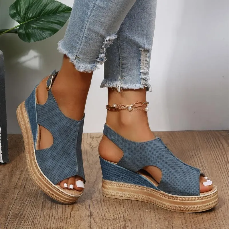 Peep Toe Wedge Sandals