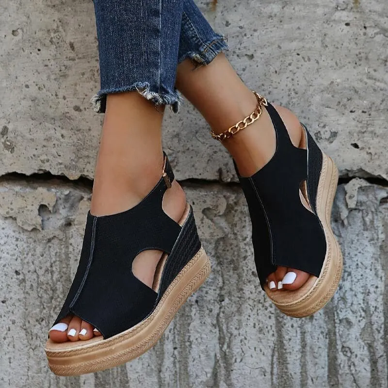 Peep Toe Wedge Sandals