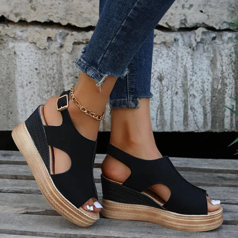 Peep Toe Wedge Sandals