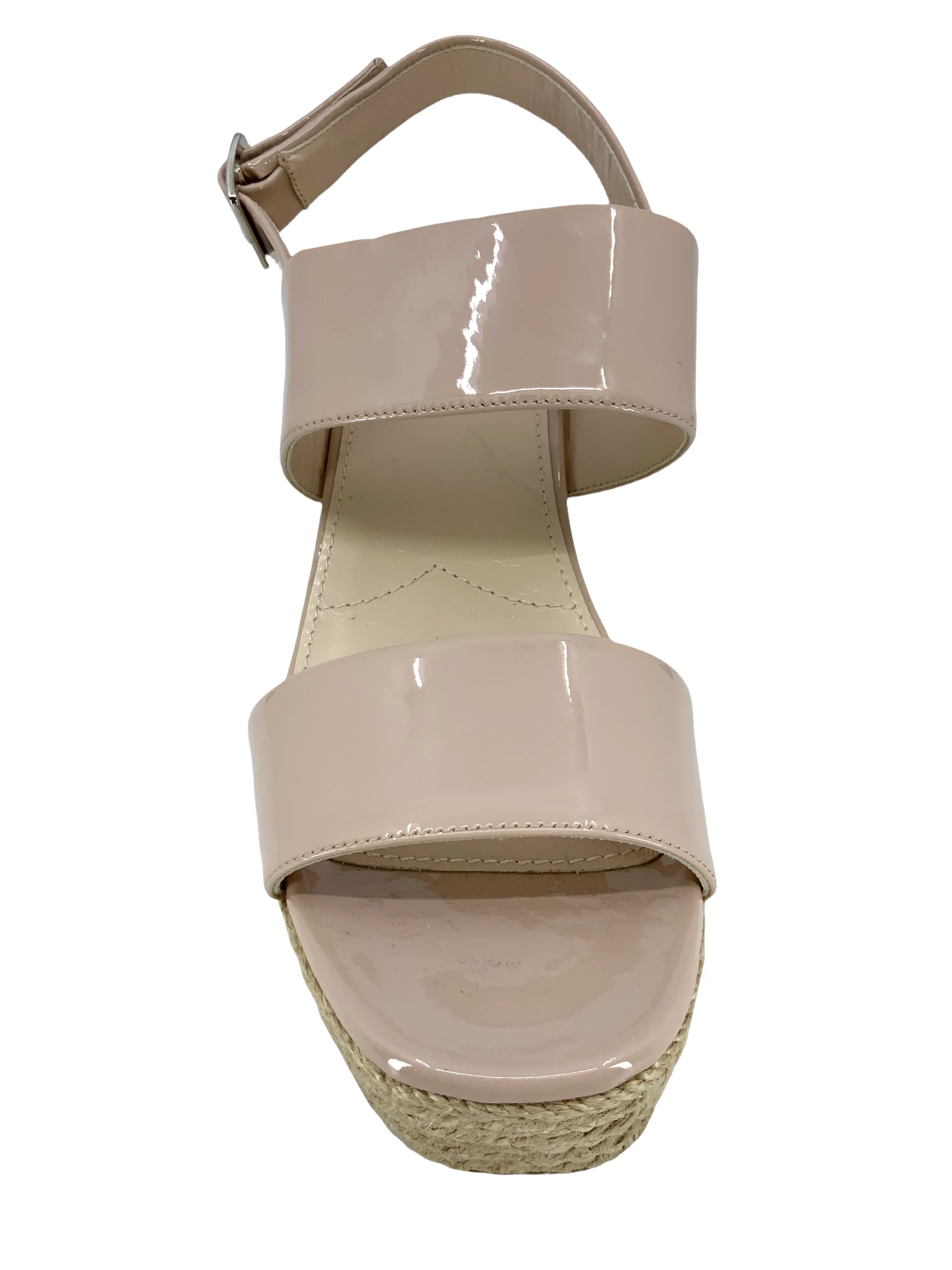 Prada Patent Leather Espadrille Wedge Sandals Size 8.5