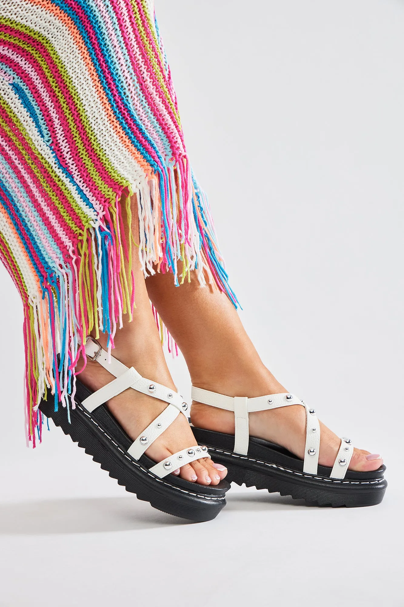 Remind Me Later Studded Sandals - White