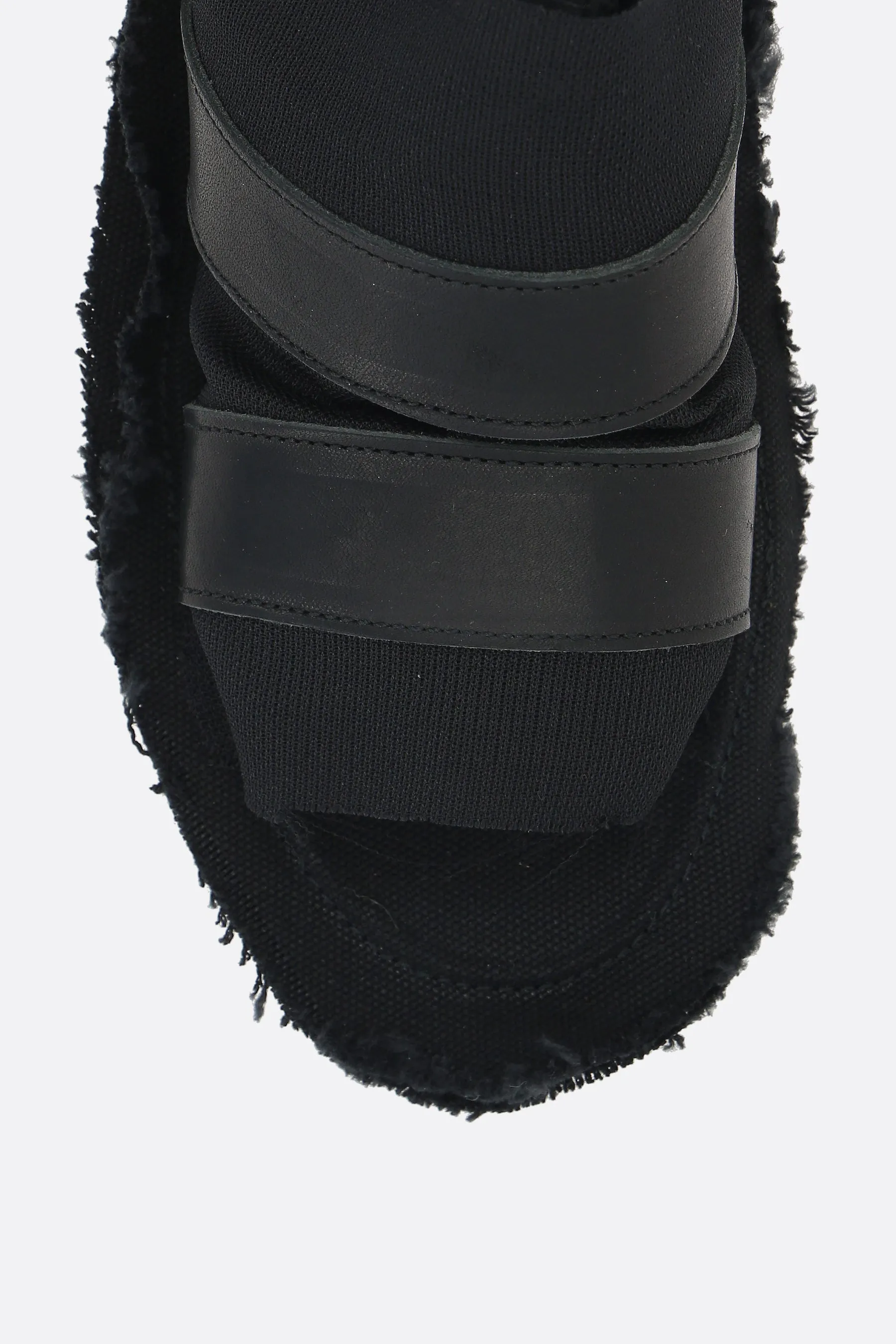 smooth leather and mesh slide sandals